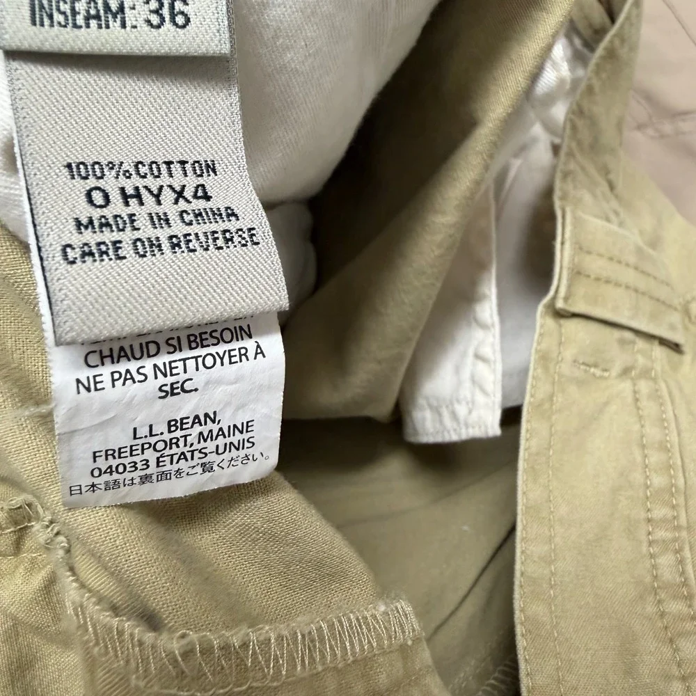 LL Bean Mens Convertible Zip Off Cargo Pants 35x32 Khaki Utility Hiking Pants